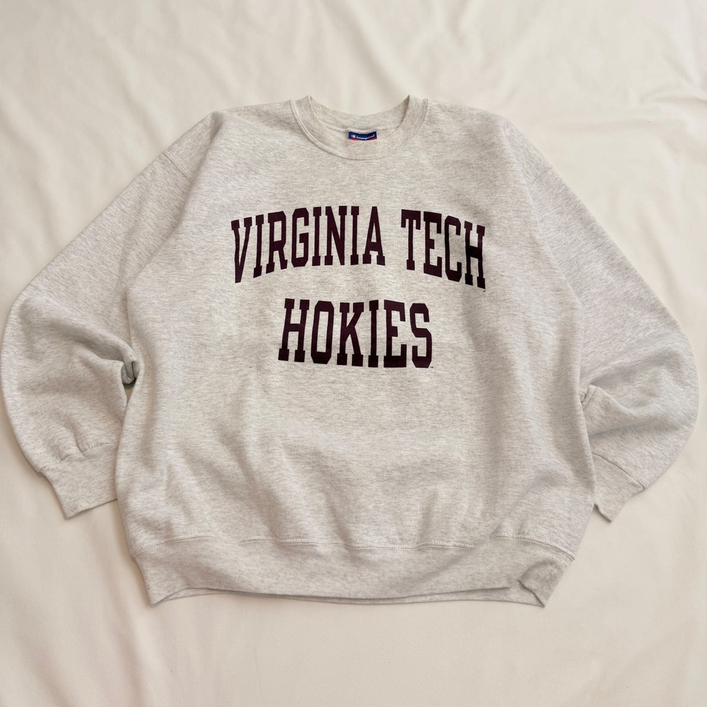 Champion Sweatshirt Men Large Grey Virginia Tech Hokies Collegiate Pullover